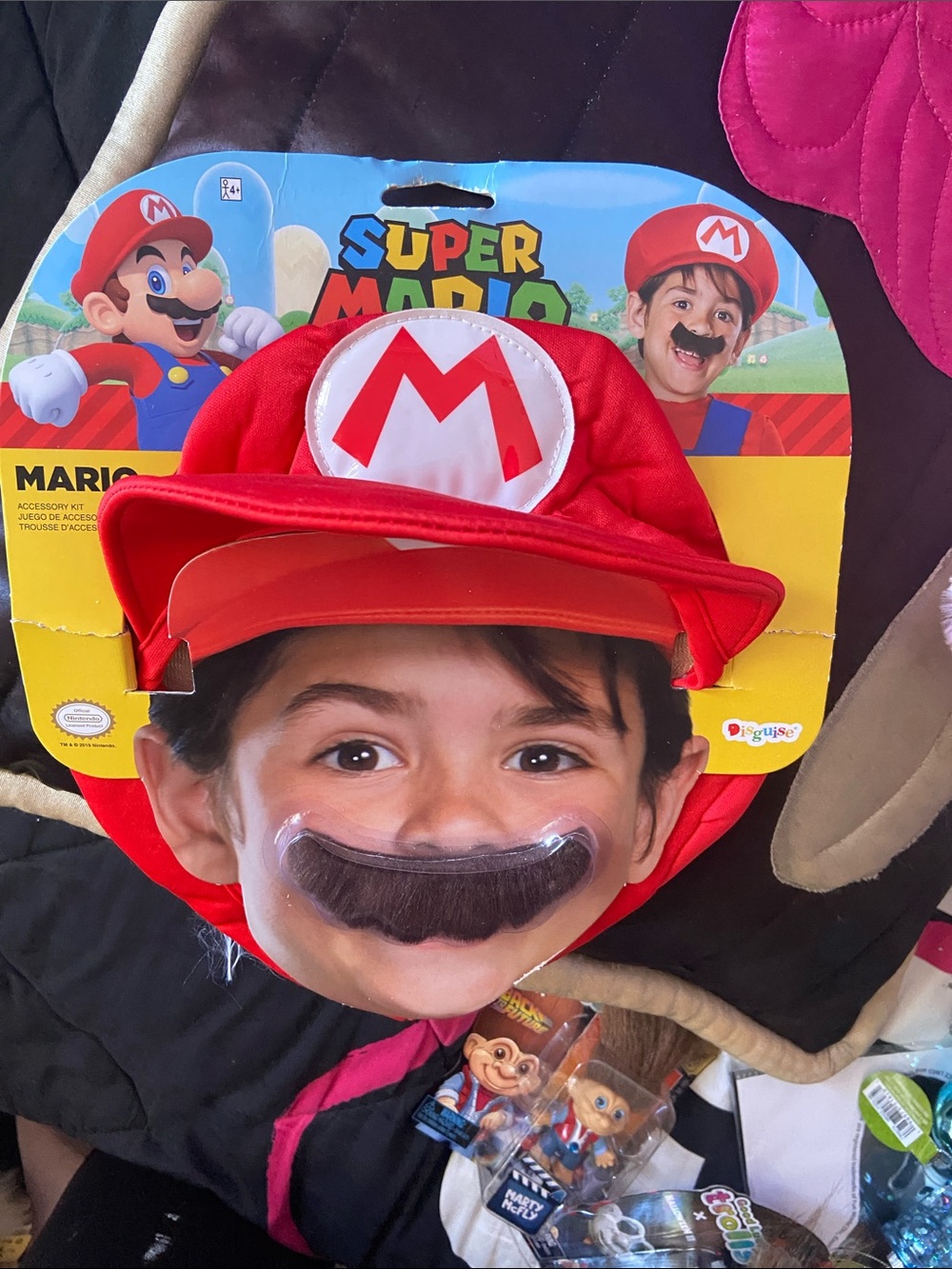 Nintendo Super Mario Red Hat with Brown Faux Mustache Kids Costume